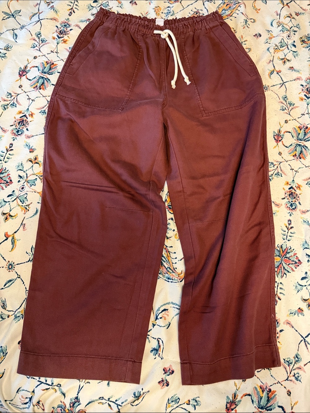 Women’s Casual Drawstring Cotton Pants in brown
